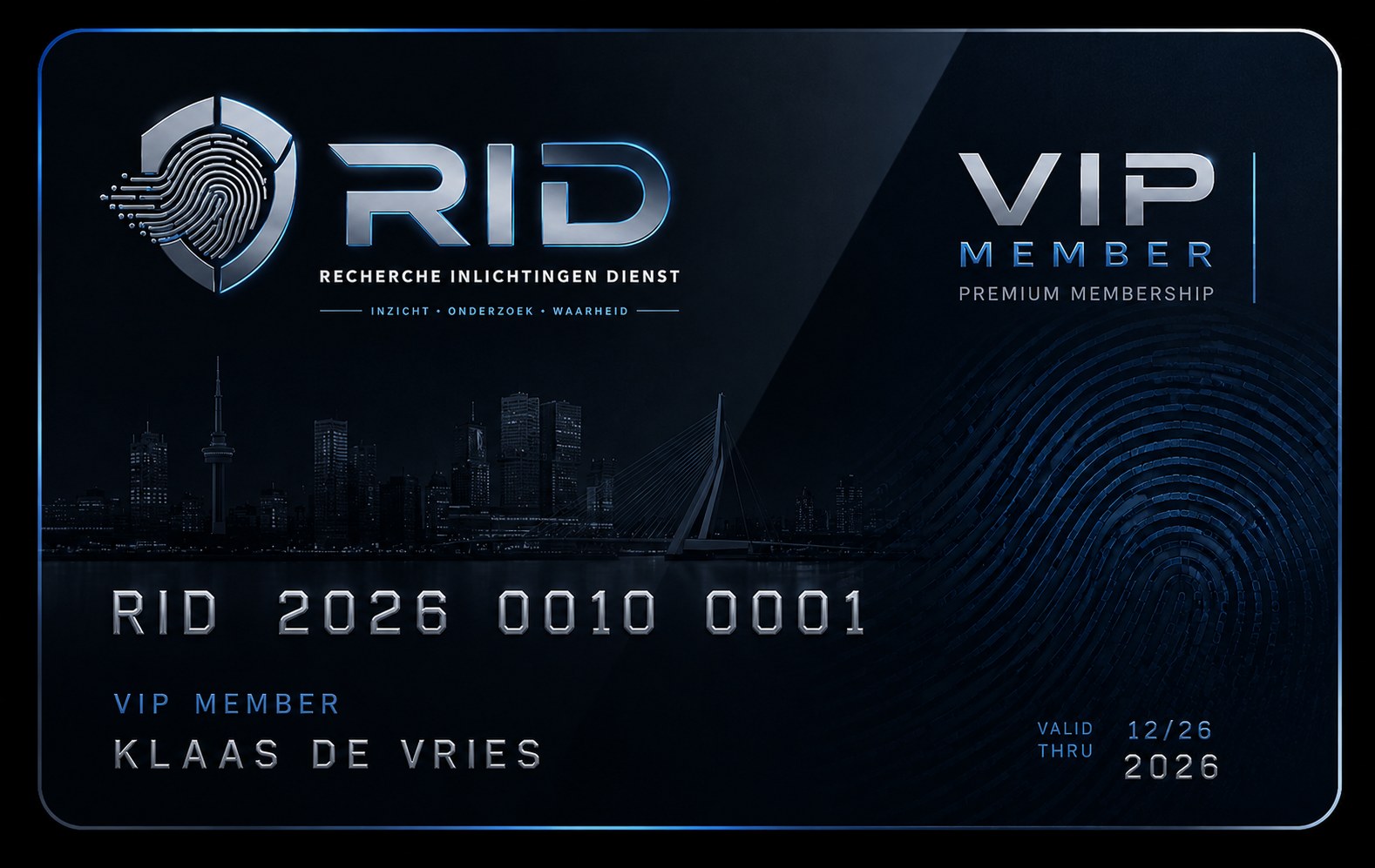 R.I.D. VIP Membershipkaart